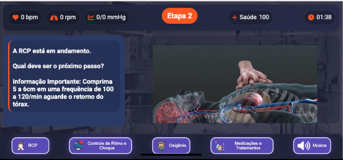 Etapa de reanimação com anatomia